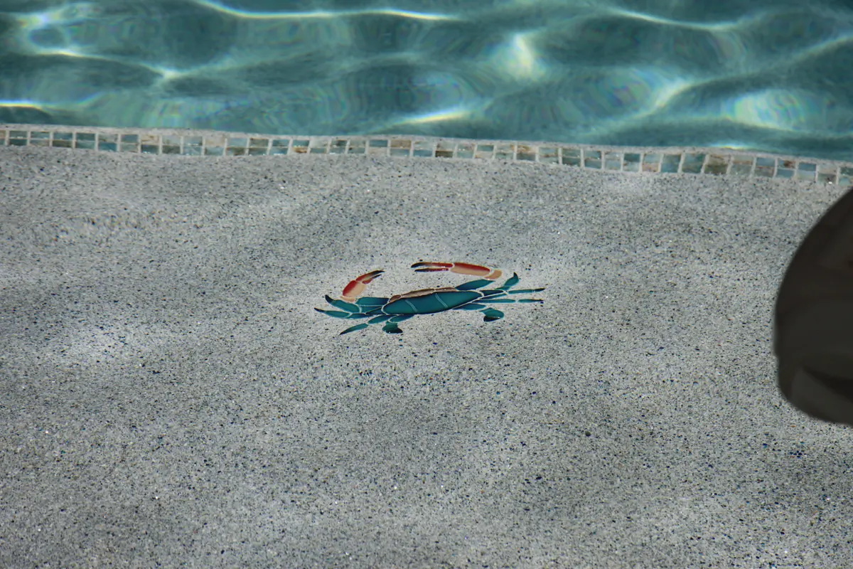 Pool step tile mosaic detail by Pinnacle Pools and Landscape, Sacramento CA